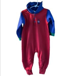 Vintage Osh Kosh Baby B'gosh Red Blue Jumpsuit 
Size: 24 Mos.
